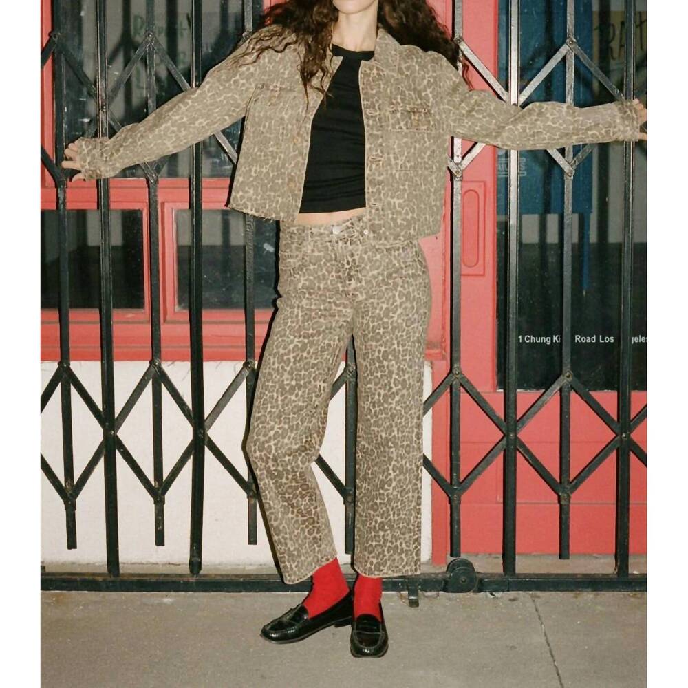 NEW AMO billie wide straight-leg jeans in leopard - Picture 5 of 5